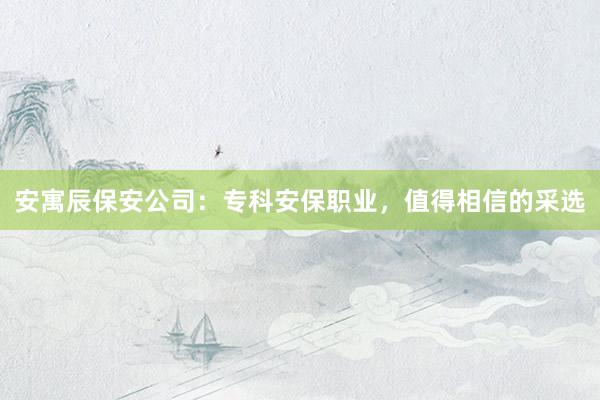 安寓辰保安公司：专科安保职业，值得相信的采选