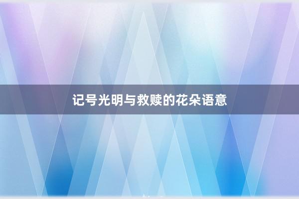 记号光明与救赎的花朵语意